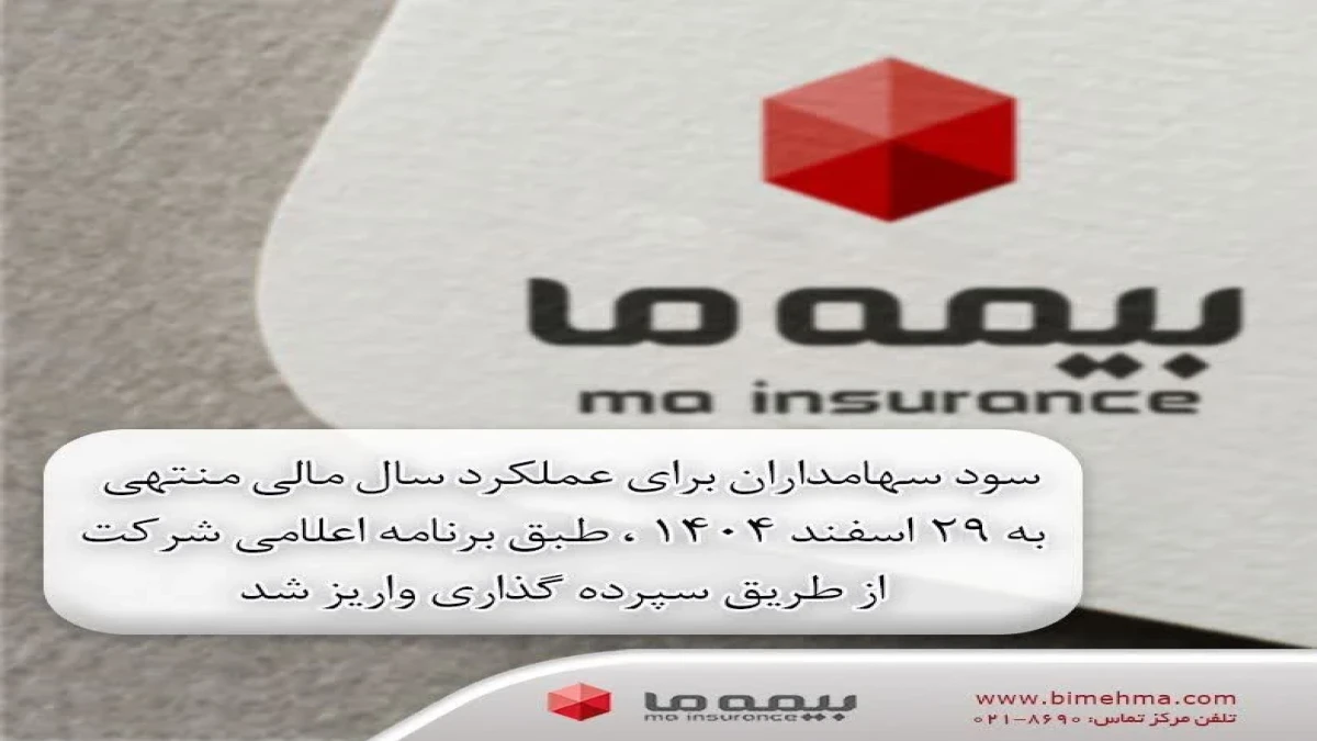 سود سهامداران برای عملکرد سال مالی منتهی ‌ به 29 اسفند 1404 ، طبق برنامه اعلامی شرکت از طریق سپرده گذاری واریز شد