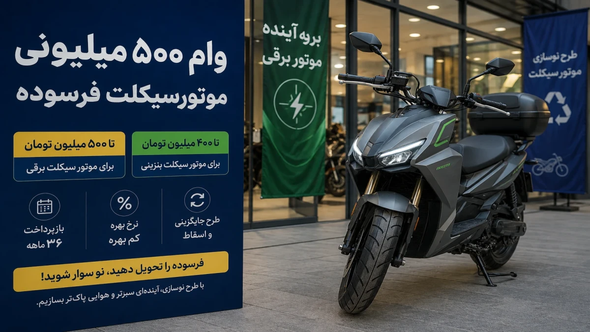 وام ۵۰۰ میلیونی موتورسیکلت فرسوده | شرایط ثبت‌نام، اقساط و نحوه تعویض موتور