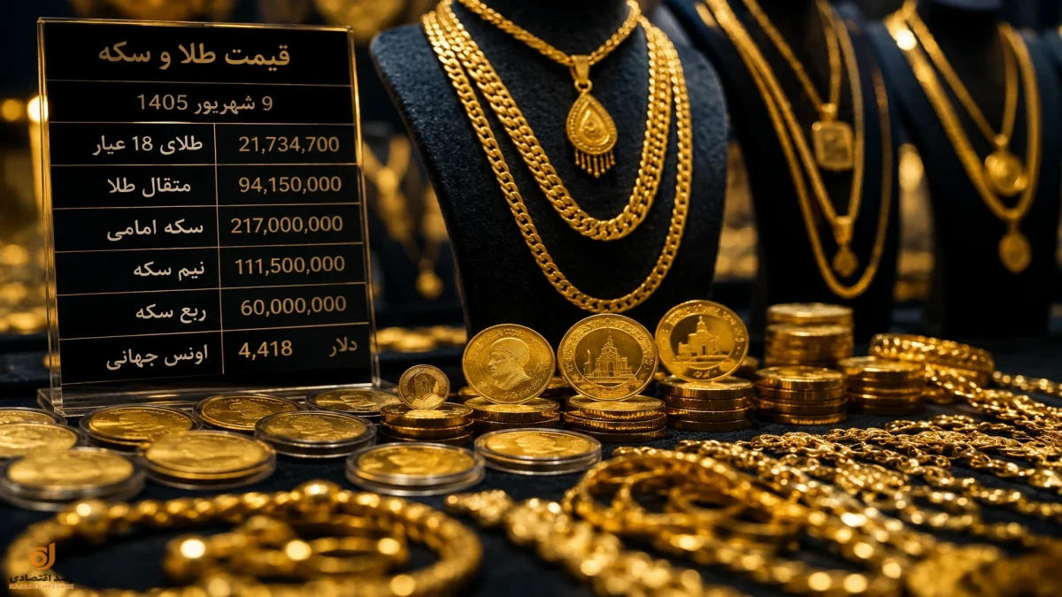 قیمت لحظه‌ای طلا و سکه امروز ۹ شهریور + جدول