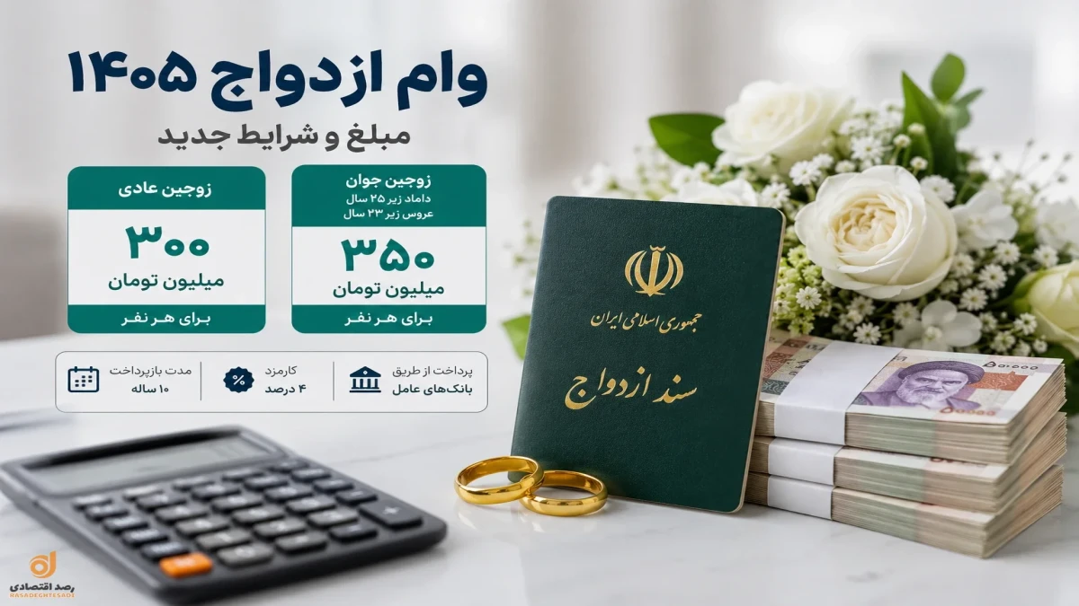 وام ازدواج ۱۴۰۵ چقدر است؟ قسط ماهانه و ثبت‌نام + جدول