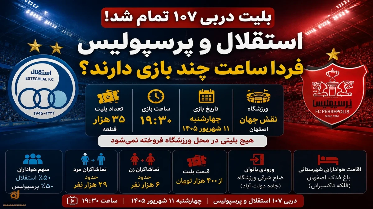 دربی ۱۰۷ ؛ ساعت بازی استقلال و پرسپولیس + جزئیات کامل