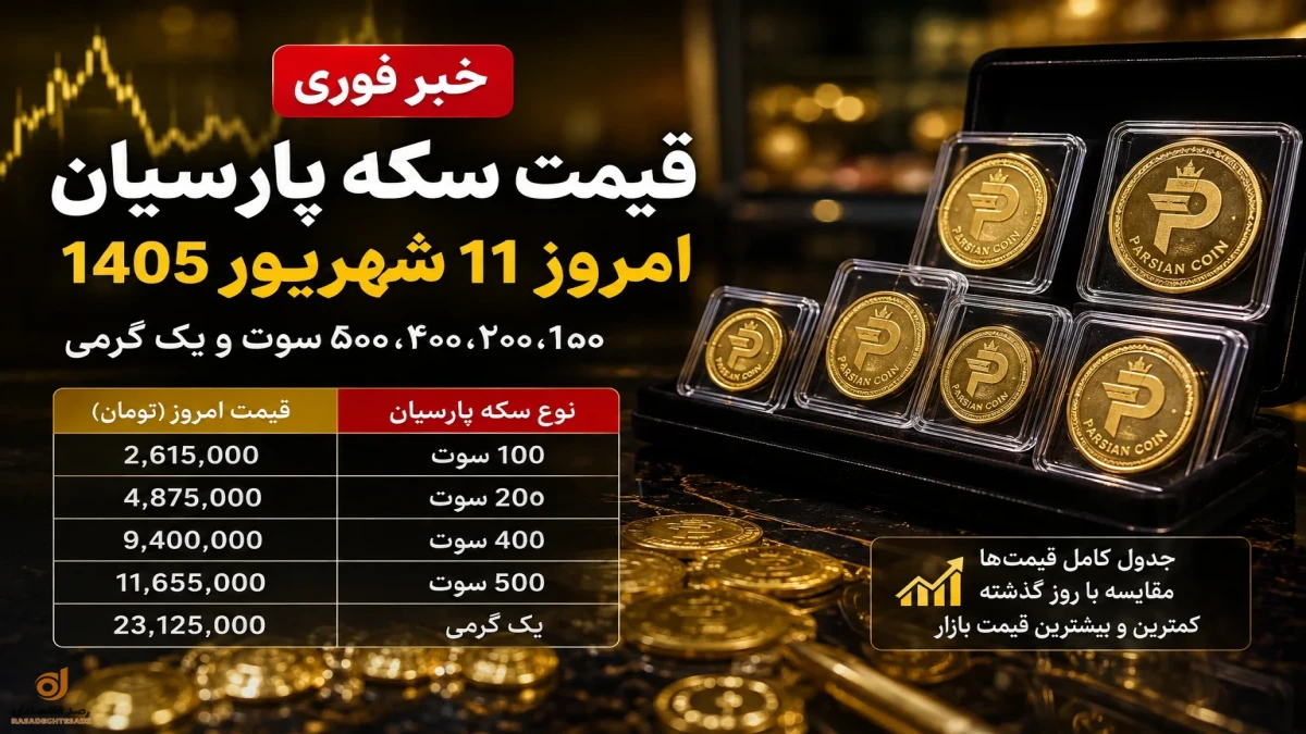 قیمت سکه پارسیان امروز ۱۱ شهریور | ۱۰۰، ۲۰۰، ۴۰۰، ۵۰۰ سوت و یک گرمی چند؟