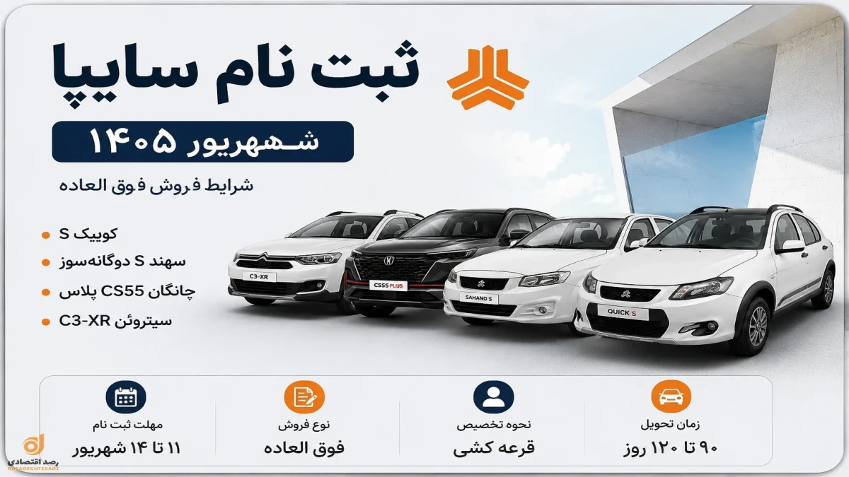 ثبت نام سایپا شهریور | شرایط فروش، قیمت  خودرو و سایت ثبت نام