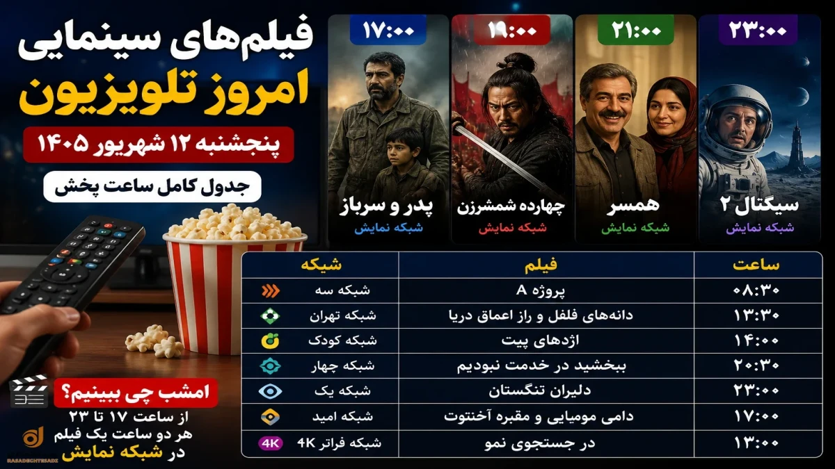 فیلم‌های سینمایی امروز تلویزیون پنجشنبه + ساعت پخش کامل شبکه نمایش
