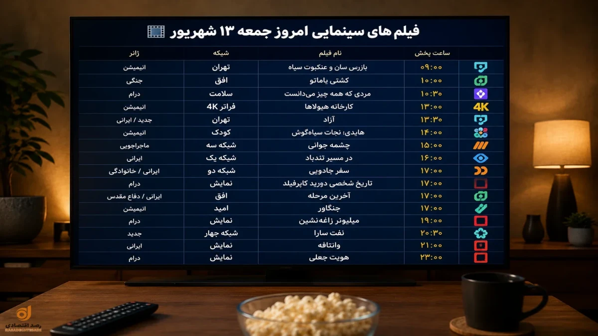 فیلم‌های سینمایی امروز جمعه ۱۳ شهریور تلویزیون + جدول کامل پخش
