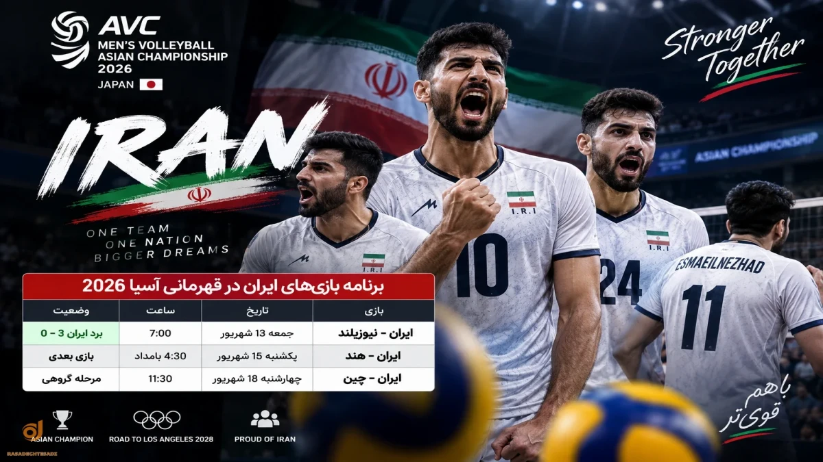برنامه والیبال ایران در قهرمانی آسیا ۲۰۲۶ + جدول کامل زمان و ساعت