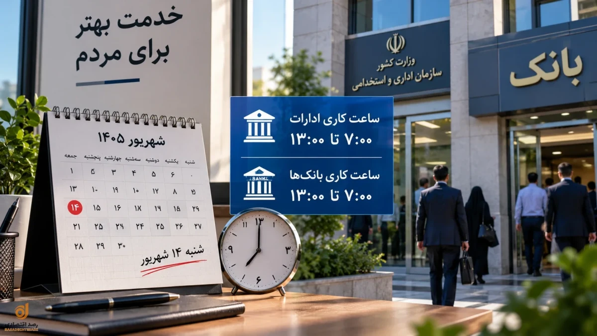 ساعت کاری ادارات و بانک‌ها فردا شنبه ۱۴ شهریور