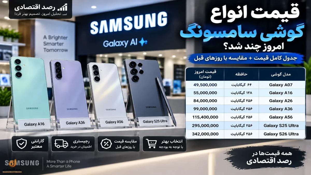 قیمت انواع گوشی سامسونگ امروز + ارزانترین تا گران ترین