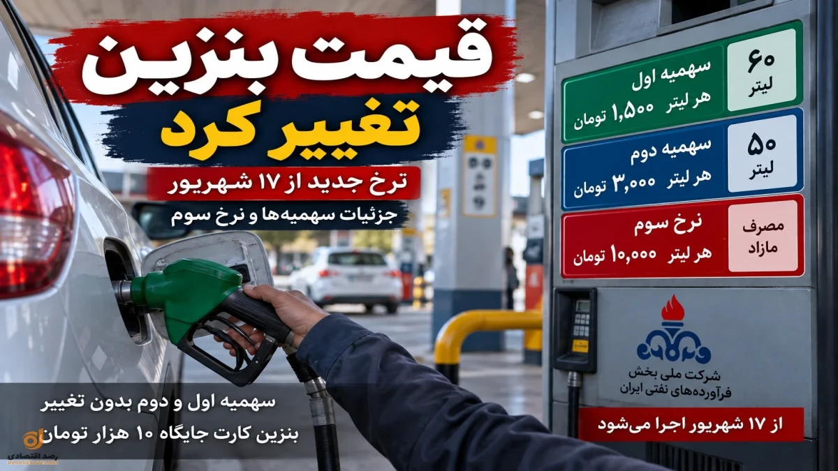 قیمت بنزین تغییر کرد | بنزین ۱۰ هزار تومانی از فردا + جدول سهمیه‌ها