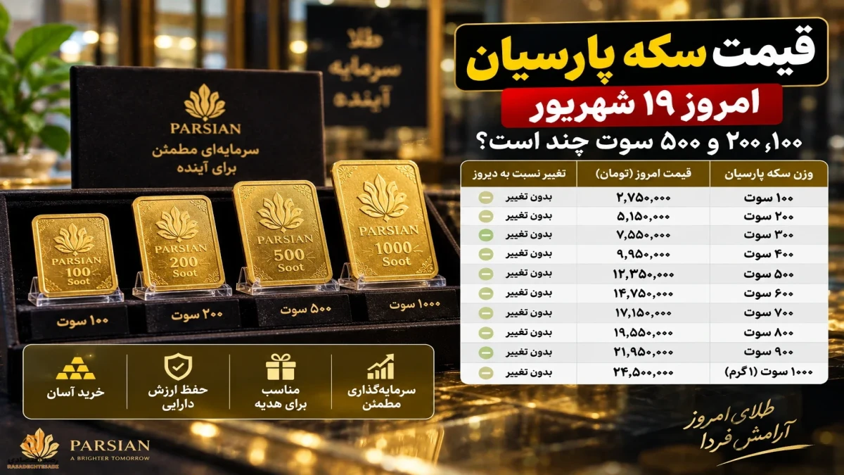 قیمت سکه پارسیان امروز پنجشنبه ؛ ۱۰۰، ۲۰۰ و ۵۰۰ سوت + جدول کامل