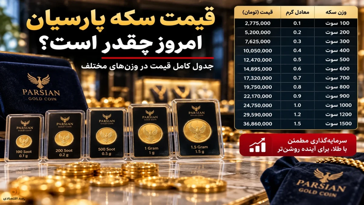 قیمت سکه پارسیان امروز شنبه ۲۸ شهریور | از ۱۰۰ سوت تا ۱.۵ گرم