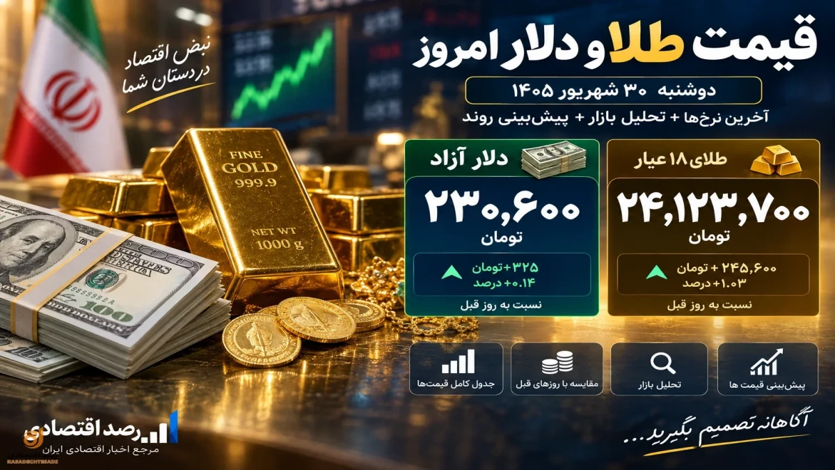 قیمت طلا و دلار الان دوشنبه ۳۰ شهریور + جدول کامل