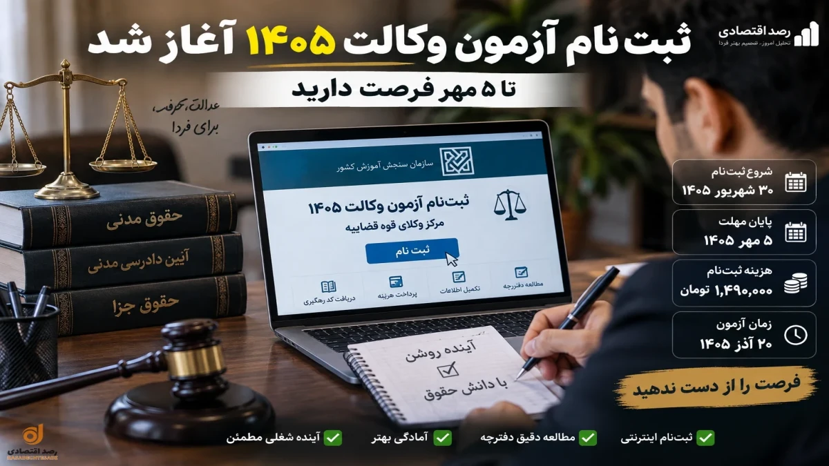 جهت ثبت نام آزمون وکالت ۱۴۰۵ اینجا کلیک کنید + جزئیات کامل