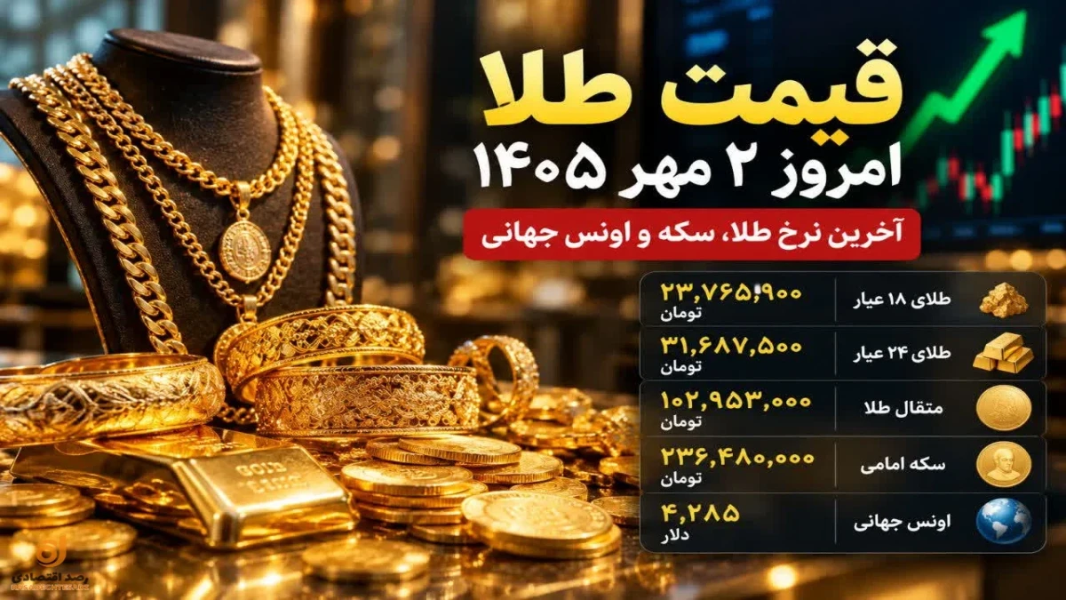 قیمت الان طلا پنجشنبه ۲ مهر ۱۴۰۵ + جدول قیمت