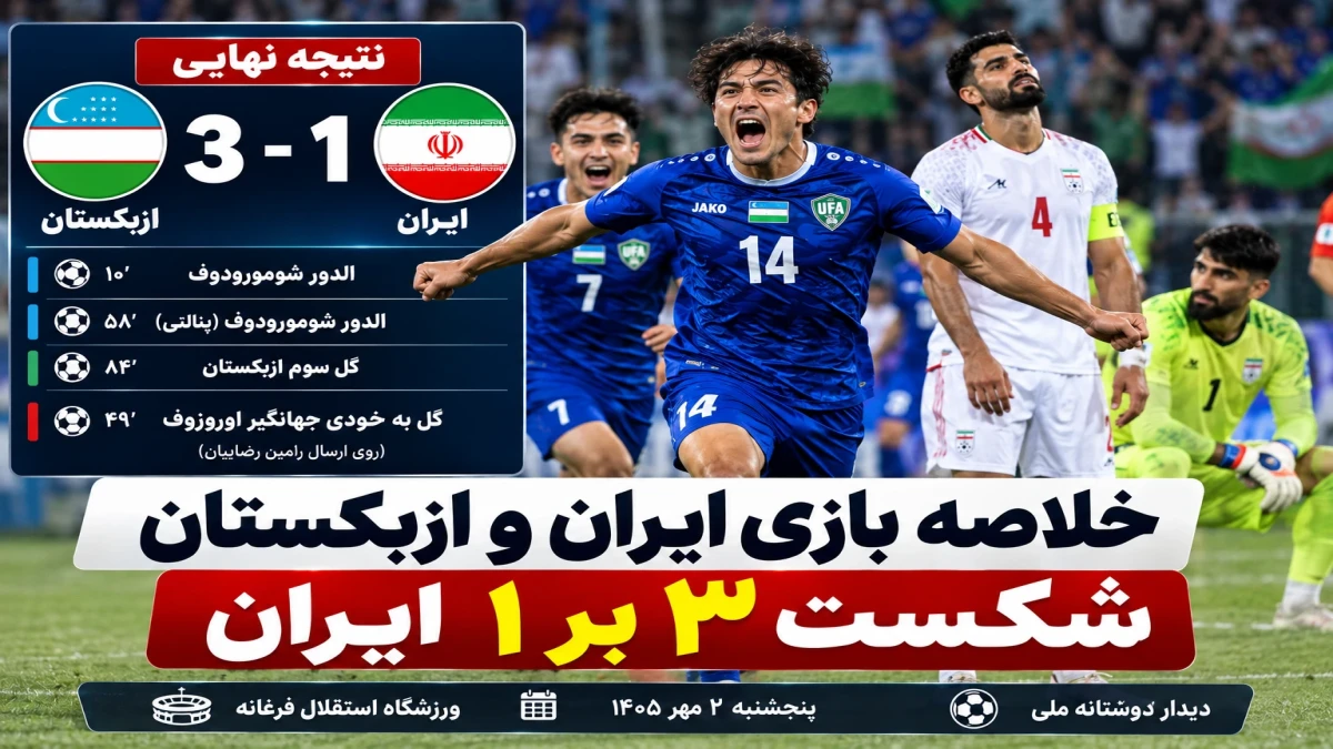 نتیجه بازی ایران و ازبکستان امروز ۲ مهر + گل و پخش زنده بازی