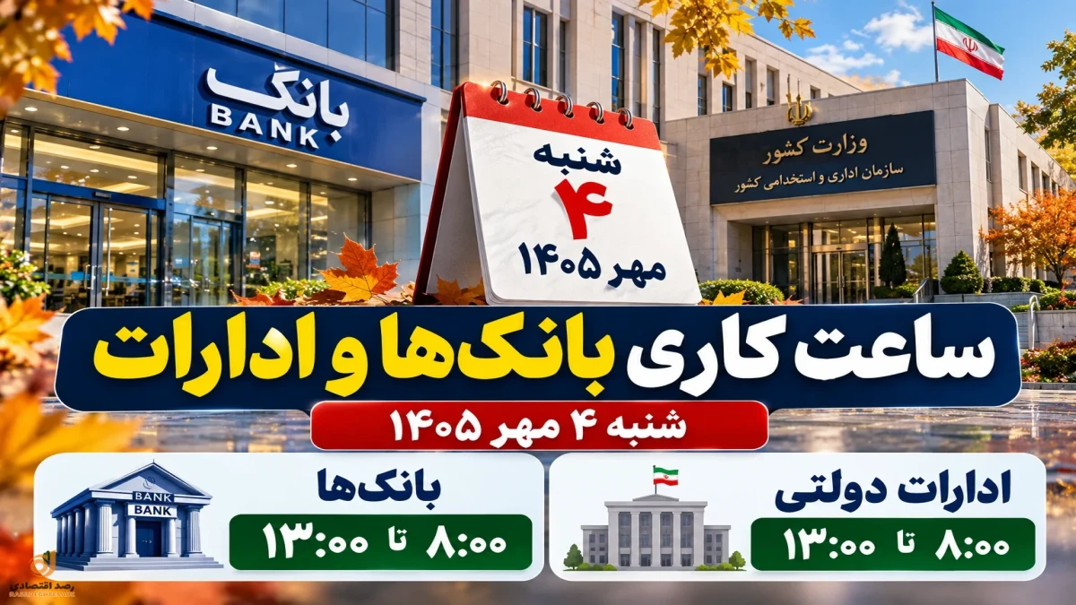 ساعت کاری بانک‌ها و ادارات شنبه ۴ مهر + جزئیات