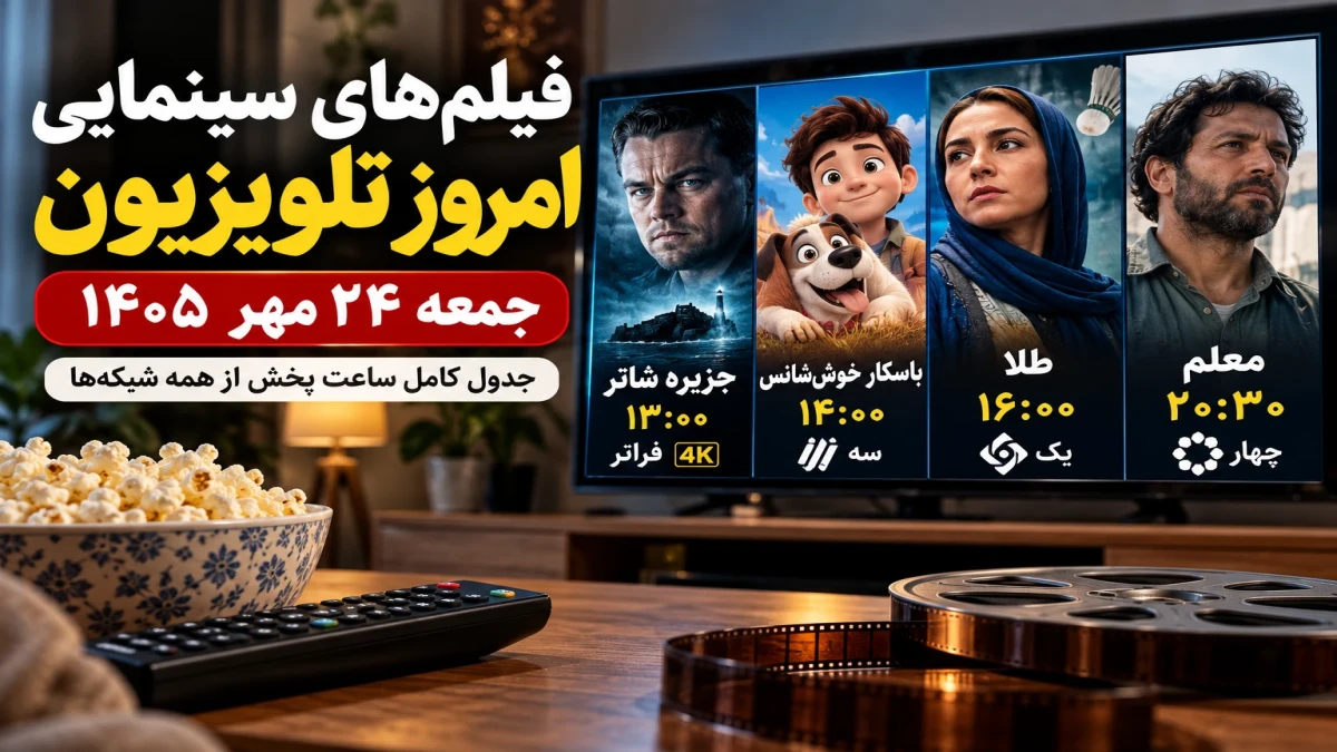 ساعت پخش فیلم‌های سینمایی امروز جمعه ۲۴ مهر ۱۴۰۵؛ جدول ۱۸ فیلم از شبکه یک، دو، سه و نمایش