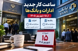 ساعت کاری ادارات و بانک‌ها از ۱۵ شهریور ۱۴۰۵ + جدول
