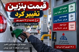 قیمت بنزین تغییر کرد | بنزین ۱۰ هزار تومانی از فردا + جدول سهمیه‌ها