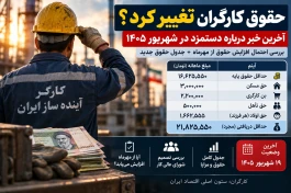 حقوق کارگران تغییر می کند + جدول حقوق جدید شهریور ۱۴۰۵