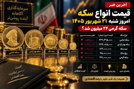 قیمت سکه گرمی امروز شنبه ۲۱ شهریور| قیمت امامی، نیم و ربع سکه + جدول